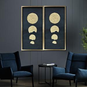 The Golden Dahlia Shadow Box Wall Decoration Piece - Set of 2 Discount Collections