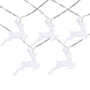 10-Count Warm White Reindeer Battery-Operated LED Christmas Light Set with 3' Clear Wire Store Sale