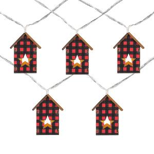 10-Count Warm White Plaid House Battery-Operated LED Christmas Light Set with 4.75' Clear Wire Amazon Footaction