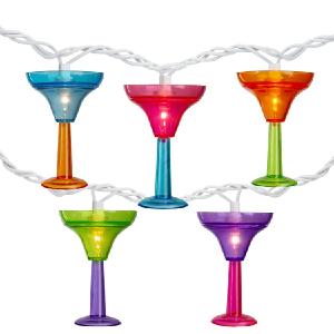 10-Count Vibrantly Colored Margarita Glass Summer Outdoor Patio Christmas Light Set 7.5' White Wire Pay With Paypal Online