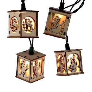 10-Light Wooden Lantern Light Set Best Place