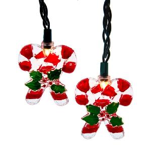 10-Light Candy Cane with Holly Leaves and Berries Light Set Buy Cheap Best Wholesale
