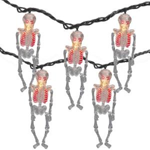 10-Count Skeleton Halloween Lights with 7.5' Black Wire Official For Sale