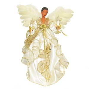 10-Light 12" Ivory and Gold Black Angel Tree Topper Amazon Cheap Online