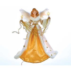 10-Light 16" Cream and Gold Angel Tree Topper Enjoy Cheap Pice