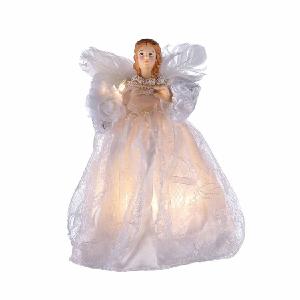 10-Light 9" White Angel Tree Topper Sast For Sale