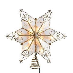 10-Light 6-Point Capiz Star Tree Topper Outlet Reliable
