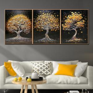 Tree of Life Elegance Crystal Glass Wall Paintings For Living Room - Set Of 3 Outlet Big Discount