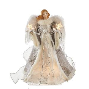 10-Light 14" Silver and Gray Angel Tree Topper Sale Free Shipping