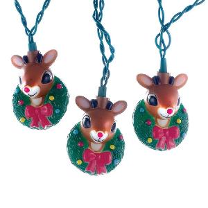 10-Light Rudolph Head with Wreath Light Set Free Shipping Get Authentic