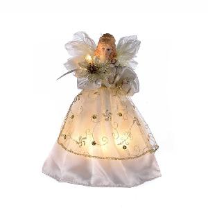 10-Light 9" Ivory and Gold Angel Tree Topper Newest Cheap Online
