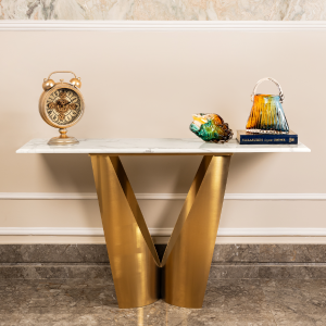 Midnight Gold Marble Top Console Tables for Home (Stainless Steel) (N) Sast For Sale