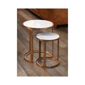 Nikki Round Marble and Raw Aluminum Nesting Tables Set of 2 Deals