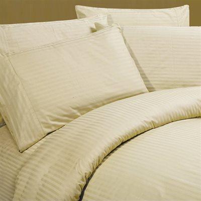 Sateen Stripe Sheet Set, Beige Cheap Sale Sast