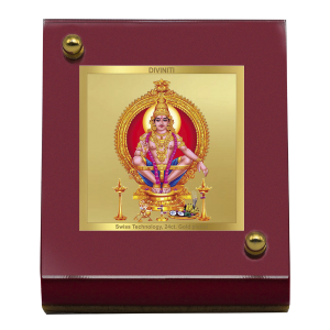 Diviniti 24K Gold Plated Ayyappan Ji Frame For Car Dashboard, Home Decor, Table, Puja (5.5 x 6.5 CM) Clearance Low Pice Fee Shipping