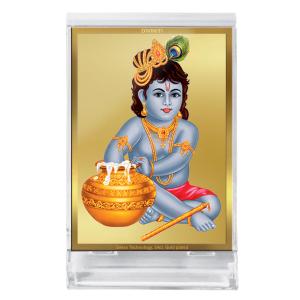Diviniti 24K Gold Plated Foil Bal Gopal Frame For Car Dashboard, Home Decor, Housewarming Gift (11 x 6.8 CM) Find Great Online