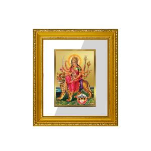 DIVINITI 24K Gold Plated Foil Durga Wall Photo Frame Religious Photo Frame Idol for Home & Office Decor Prayer Gifts Items DG 101 Size 1 (15.3x14.9 CM) Clearance With Mastercard