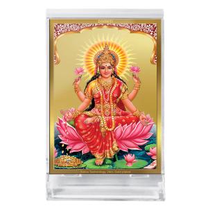 Diviniti 24K Gold Plated Foil Goddess Lakshmi Frame For Car Dashboard, Home Decor, Puja and Gift (11 x 6.8 CM) 2025 New