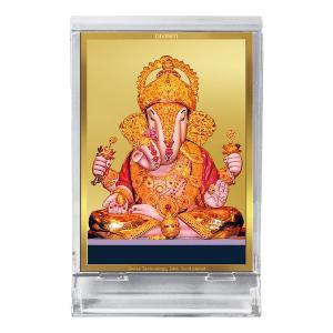 Diviniti 24K Gold Plated Foil Dagdusheth Ganpati Frame For Car Dashboard, Home Decor, Table Top, Gift (11 x 6.8 CM) Buy Cheap Shop