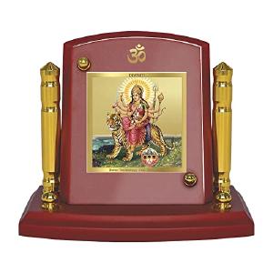 Diviniti 24K Gold Plated Foil Durga Photo Frame for Car Dashboard, Home Decor, Tabletop, Puja Room, Showpiece and Gift  MDF1BP  (6.5x5.5 CM) Pick A Best For Sale
