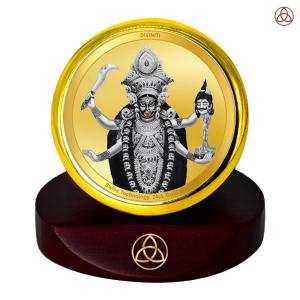Diviniti 24K Gold Plated Foil Goddess Kaali Photo Frame for Car Dashboard, Home Decor, Table Top, Puja Room Worship and Festival Gift MCF1CGOLD (5.5x5 CM) Sale New