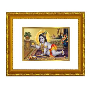 DIVINITI 24K Gold Plated Foil Laddu Gopal Photo Frame for Puja Room, Home Wall Decor, Workshop, Table Top, Premium Gift|DG103 Size 2 (22.6x18.4 CM) Buy Cheap Find Great