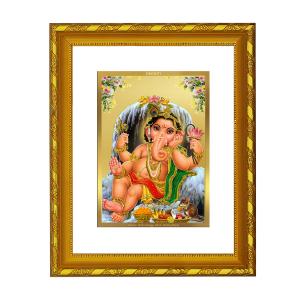 DIVINITI 24K Gold Plated Foil Bal Ganesha Photo Frame Idol for Home Wall Decor, Workshop, Table Top, Premium Gift|DG103 Size 2 (22.6x18.4 CM) Best Sale Online