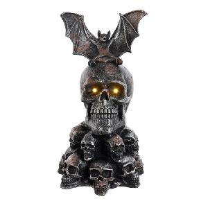 11.5" Battery-Operated Bat On Skull Tabletop Decoration Wholesale Pice Cheap Pice