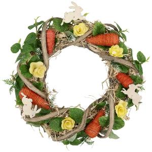 11.5" Mixed Floral and Carrots Artificial Easter Wreath Outlet Explore