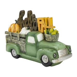 11.25" Green Truck "Hello Fall" Autumn Harvest Pumpkin Tabletop Decoration Fashionable Cheap Online