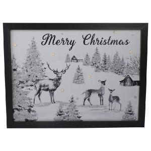 11.75" x 15.75" Lighted Black and White Winter Scene Merry Christmas Canvas Wall Art Cheap Sale View