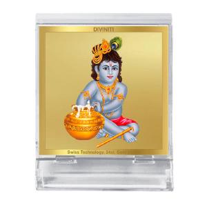 Diviniti 24K Gold Plated Bal Gopal Acrylic Frame for Car Dashboard, Home Decor, Tabletop, Puja Room, Festival Gift ACF3A (5.8x4.8 CM) Manchester Great Sale Cheap Pice