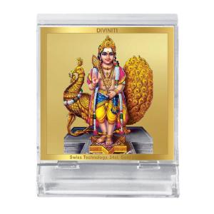Diviniti 24K Gold Plated Foil Karthikey Acrylic Frame for Car Dashboard, Home Decor, Tabletop, Puja Room, Festival Gift ACF3A (5.8x4.8 CM) Original Online