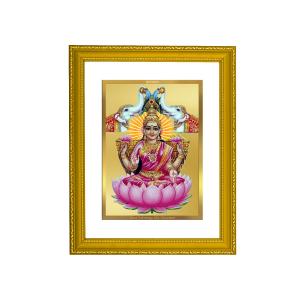 DIVINITI 24K Gold Plated Foil Gaja Lakshmi Luxurious Photo Frame Idol for Home Decor, Wall Hanging, Prayer, Workshop, Gift|DG101 Size 2 (22.6x18.4 CM) Marketable