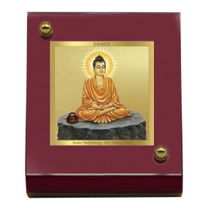 Diviniti 24K Gold Plated Foil Buddha Frame For Car Dashboard, Home Decor, Table Top, Gift (5.5 x 6.5 CM) Discount For Nice