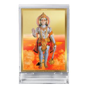Diviniti 24K Gold Plated Foil God Hanuman Frame For Car Dashboard, Home Decor, Festival Gift (11 x 6.8 CM) Free Shipping Pay With Visa