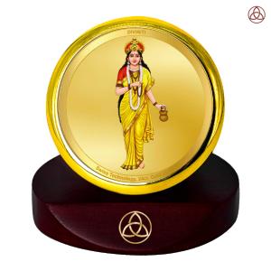 Diviniti 24K Gold Plated Brahmcharini Mata Photo Frame for Car Dashboard, Home Decor, Table Top, Puja Room Worship and Festival Gift MCF1CGOLD (5.5x5 CM) Clearance Big Sale