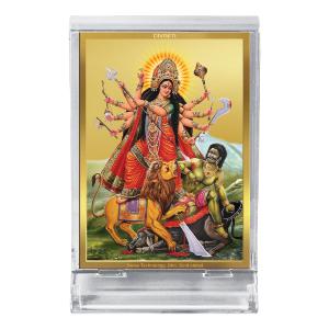DIVINITI 24K Gold Plated Foil Durga-2 Frame For Car Dashboard, Home Decor, Puja, Festival Gift (ACF 3)(11 x 6.8 CM) Huge Surprise Cheap Pice