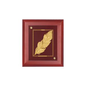DIVINITI 24K Gold Plated Foil Feather Wall Photo Frame Idol for Home & Office Decoration, Table Top, Showpieces, Luxury Gift|MDF Size 1 (16.7x14.2 CM) Limited Edition Cheap Pice