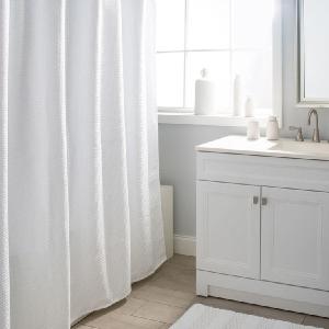 Cardiff White Shower Curtain/Eva Shower Curtain Liner/Annex Chrome Shower Hooks Set Outlet Official Site