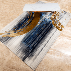 Blue & Gold Stroke Effect Floor Rug (6.5x9.5 feet) Cheap Sale Visit New