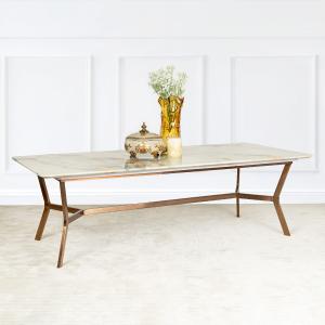 The Roman Rectangular Marble Coffee Table - ROSE GOLD (Stainless Steel) (Gold and white Stone) Online