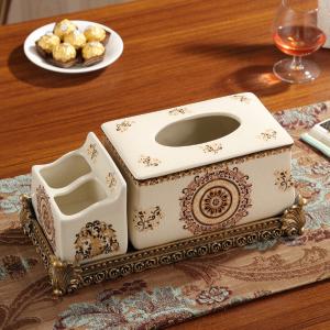 Florence Ceramic Multipurpose Organizer Tissue and Remote Holder - Off White Clearance Store For Sale