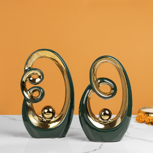 Verdant Elegance Ceramic Showpiece for Living Room - Set of 2 2025 New Cheap Online