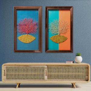 A Symphony of Trees Shadow Box Wall Decoration Piece Pair - Set of 2 Latest Collections Cheap Pice