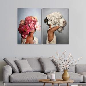 The Floral Ladies Framed Canvas Print Wall Art - Set of 2 Sale Good Selling