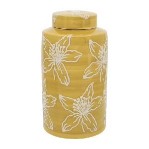 10" Ceramic Flower Jar with Lid - Yellow Discount Best Place