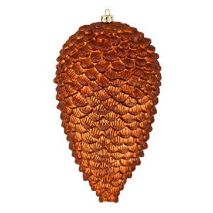 10" Copper Matte Glitter Pine Cones 2 Per Box High Quality For Sale