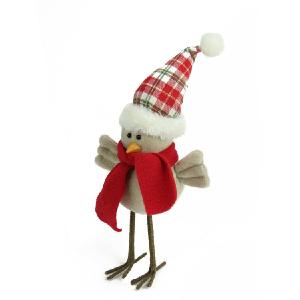 10" Beige Standing Bird with Scarf and Plaid Hat Christmas Tabletop Figure With Paypal Low Pice