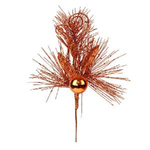 10" Burnished Orange Ornament Glitter Leaf Picks 12 Per Bag Cheap For Nice